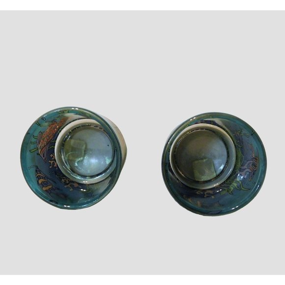 Party Lite Candle Votive Cups Fish Tales Set of 2 Boxed Multicolor 2.75 In. Tall - Picture 8 of 12